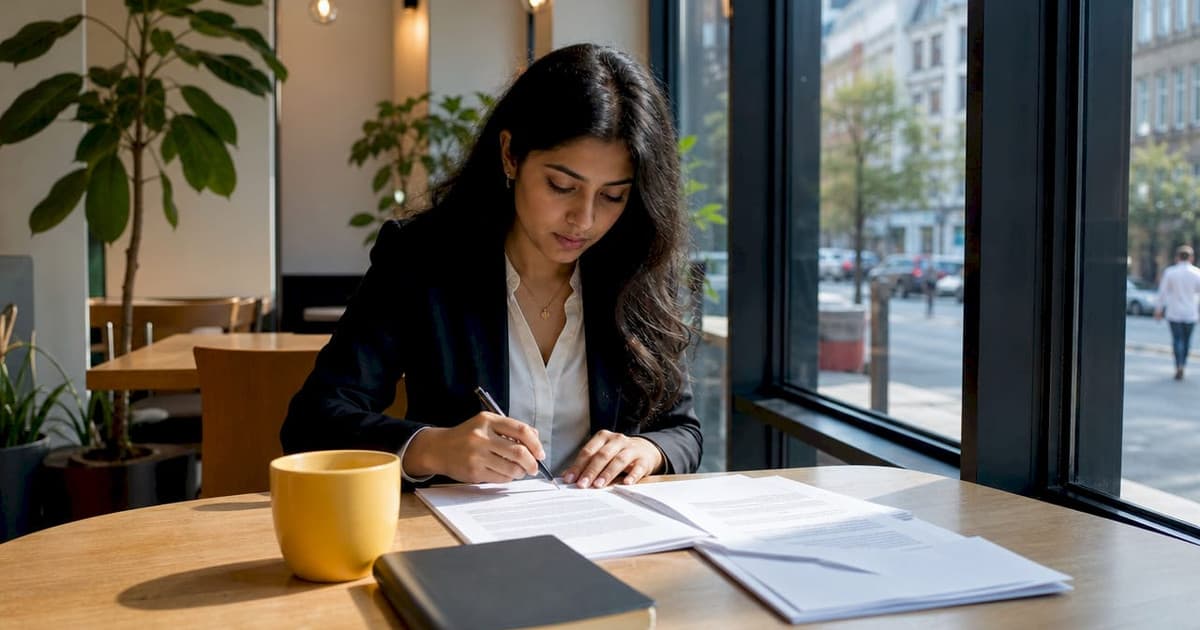 Professional reviewing crypto company registration documents