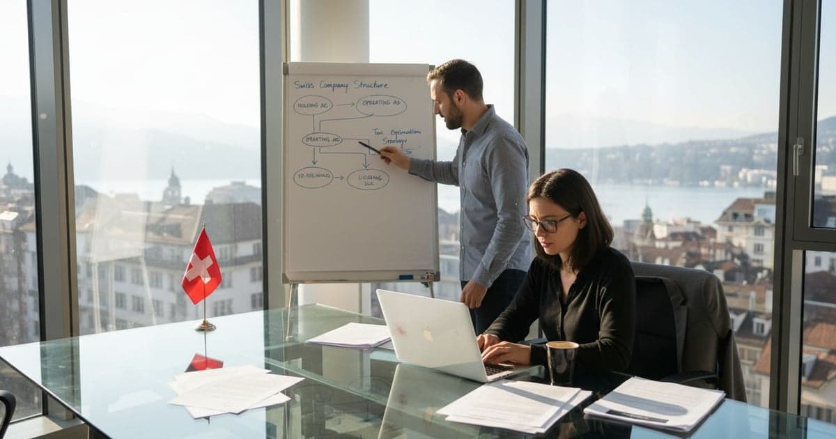 Founders discussing which Swiss company structure to use