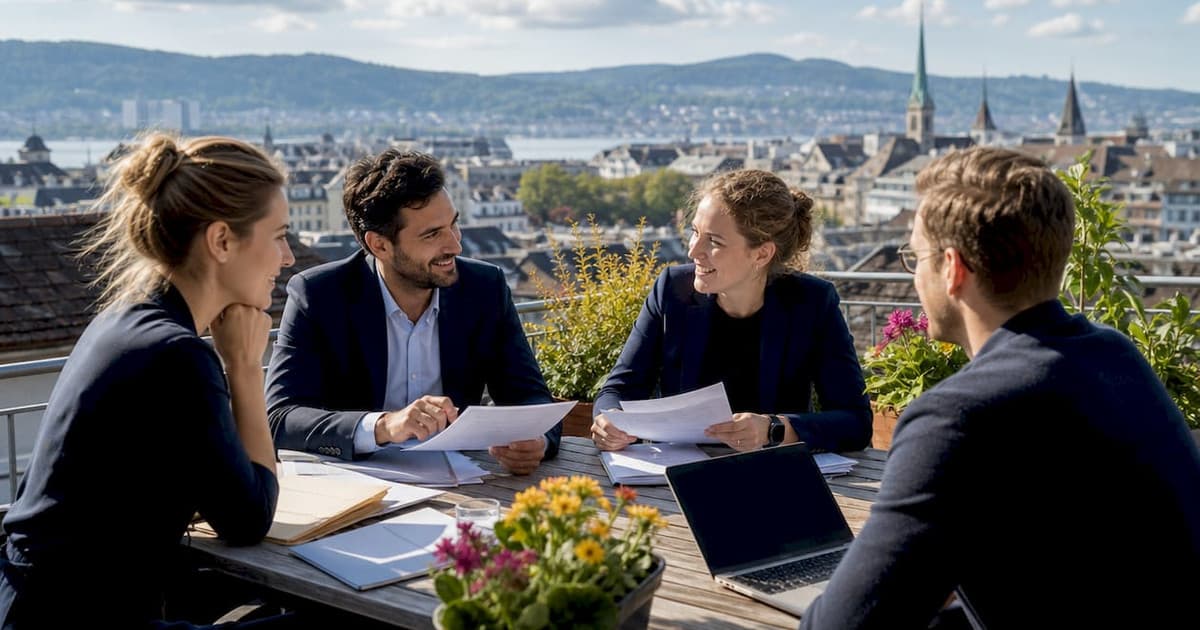 Multilingual business meeting in Switzerland