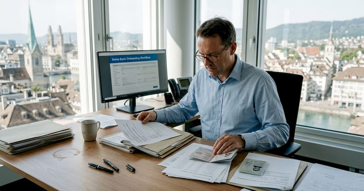 Adviser reviewing bank onboarding paperwork