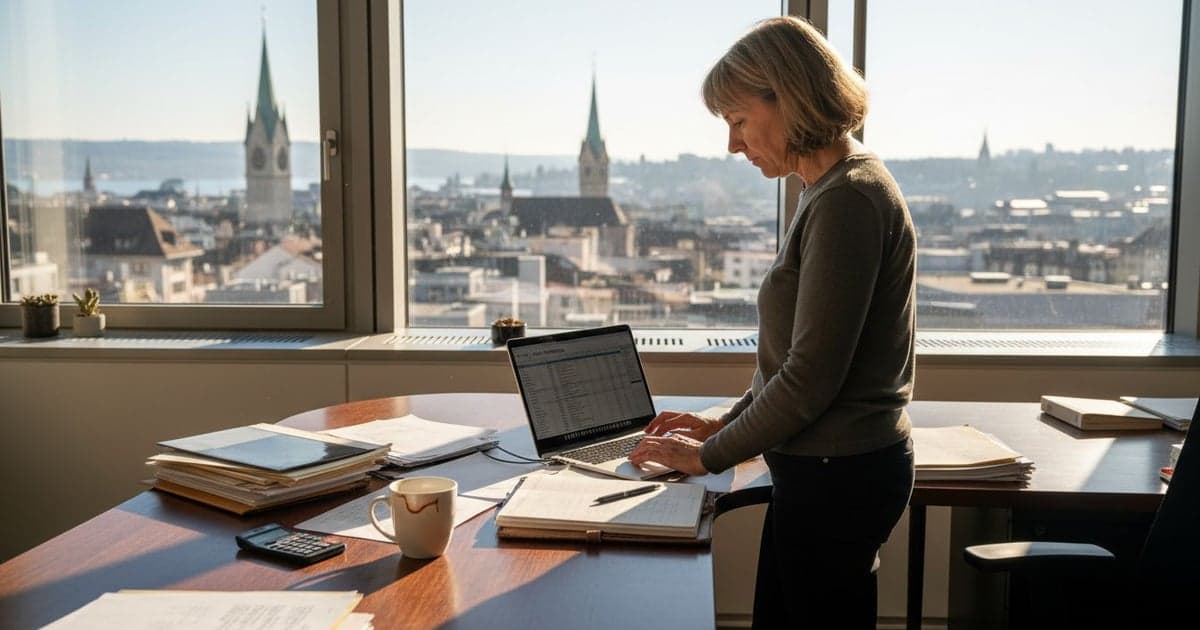 Accountant preparing Swiss annual financial statements