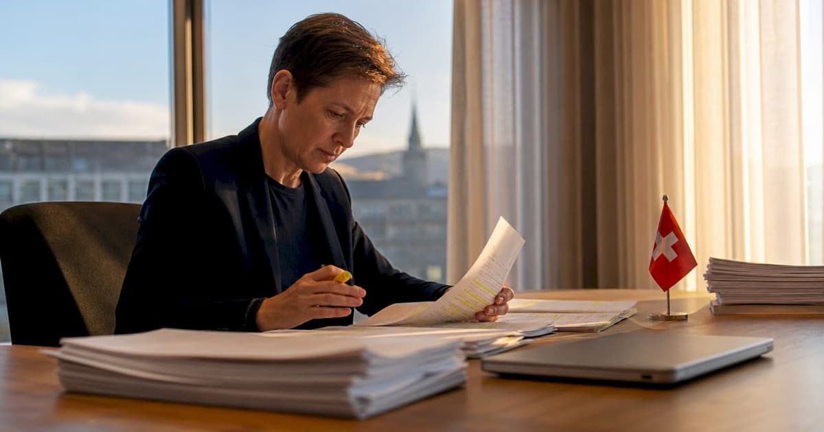 Adviser reviewing Swiss beneficial ownership documents